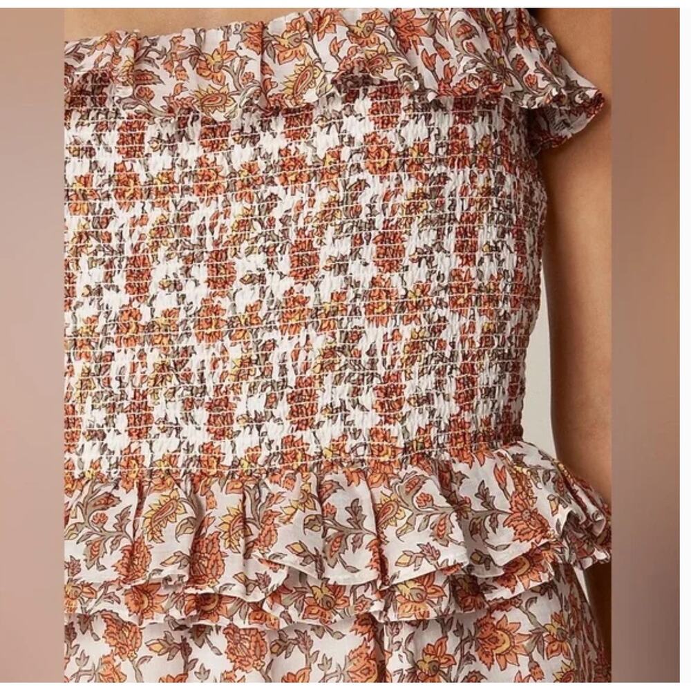 J.Crew Ravenna Dress S NWT Sunset Rose Ramie Floral J.Crew Midi CK836 Boho - Picture 3 of 5
